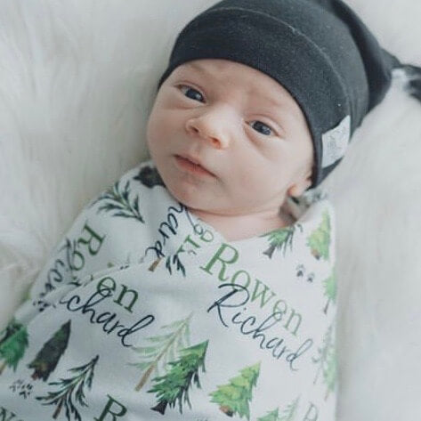 Woodland Trees Personalized Baby Name Swaddle Blanket