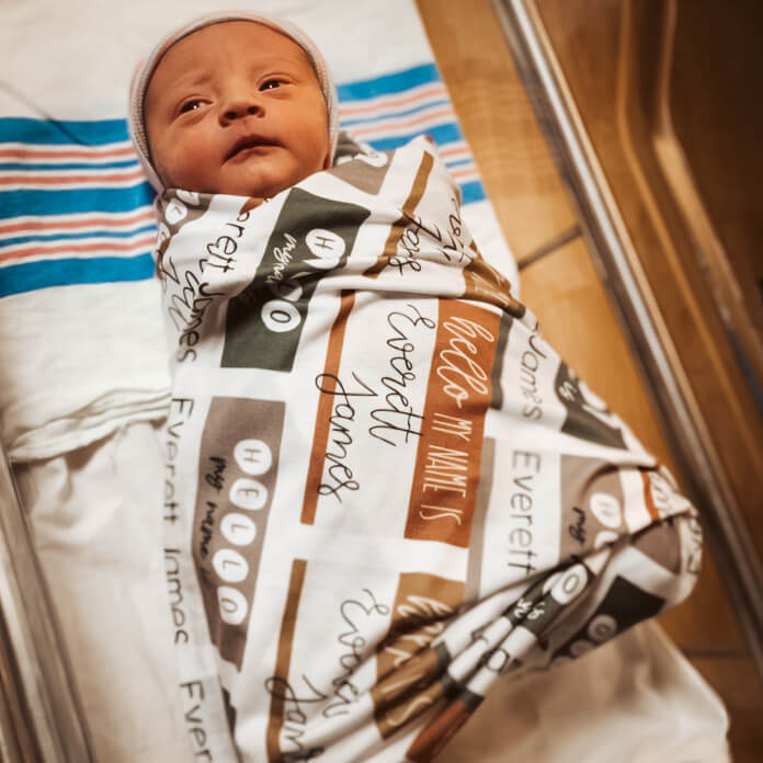 Hello My Name Is Personalized Swaddle Blanket NEUTRALS