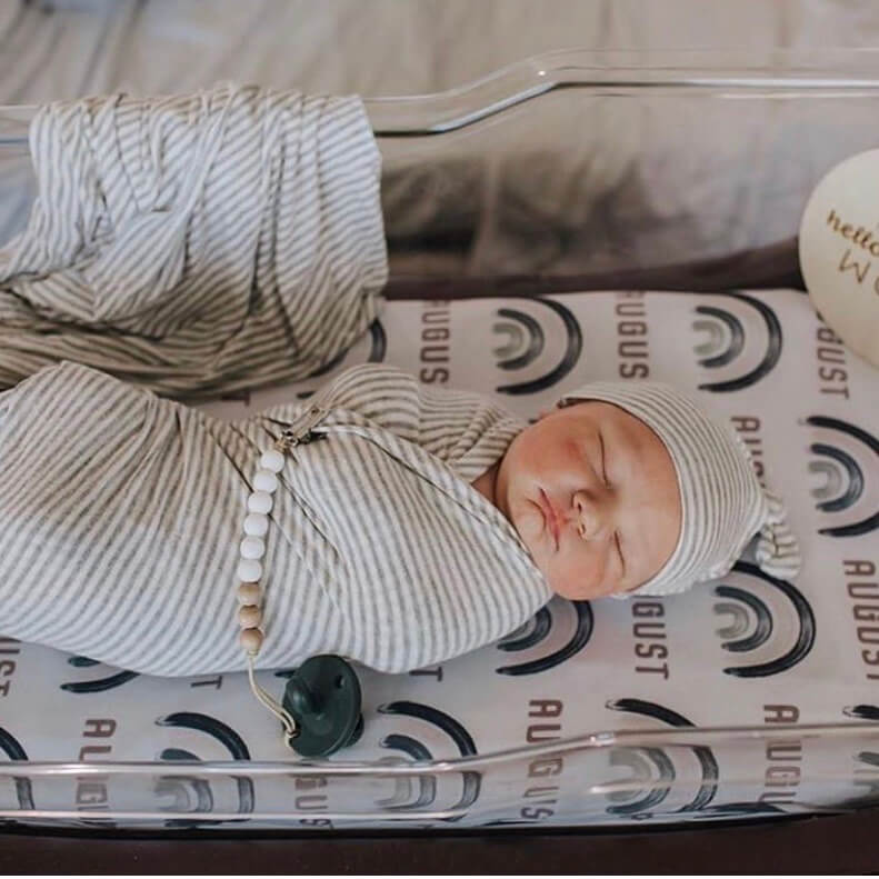 Brooks' Blue Rainbows Personalized Swaddle Blanket