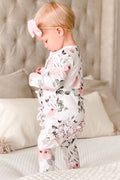Millie's Dusty Rose Floral Ruffle Zipper Footie