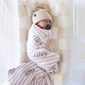 Latte Stripes Personalized Swaddle Blanket