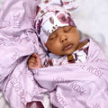 Personalized Light Lavender Baby Name Swaddle Blanket - Block & Script