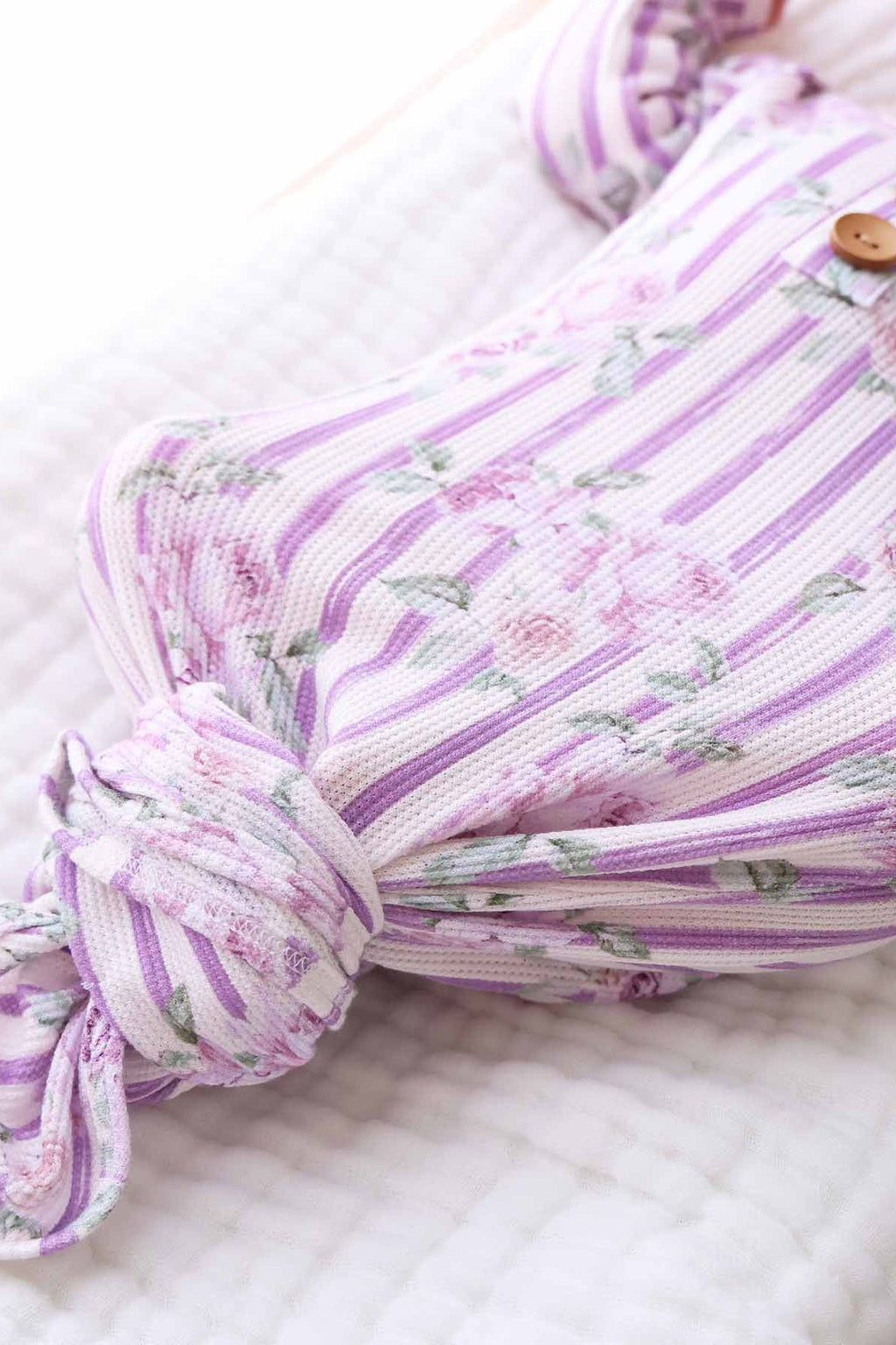 Lila's Lilacs Bamboo Waffle Newborn Baby Knot Gown & Hat Set