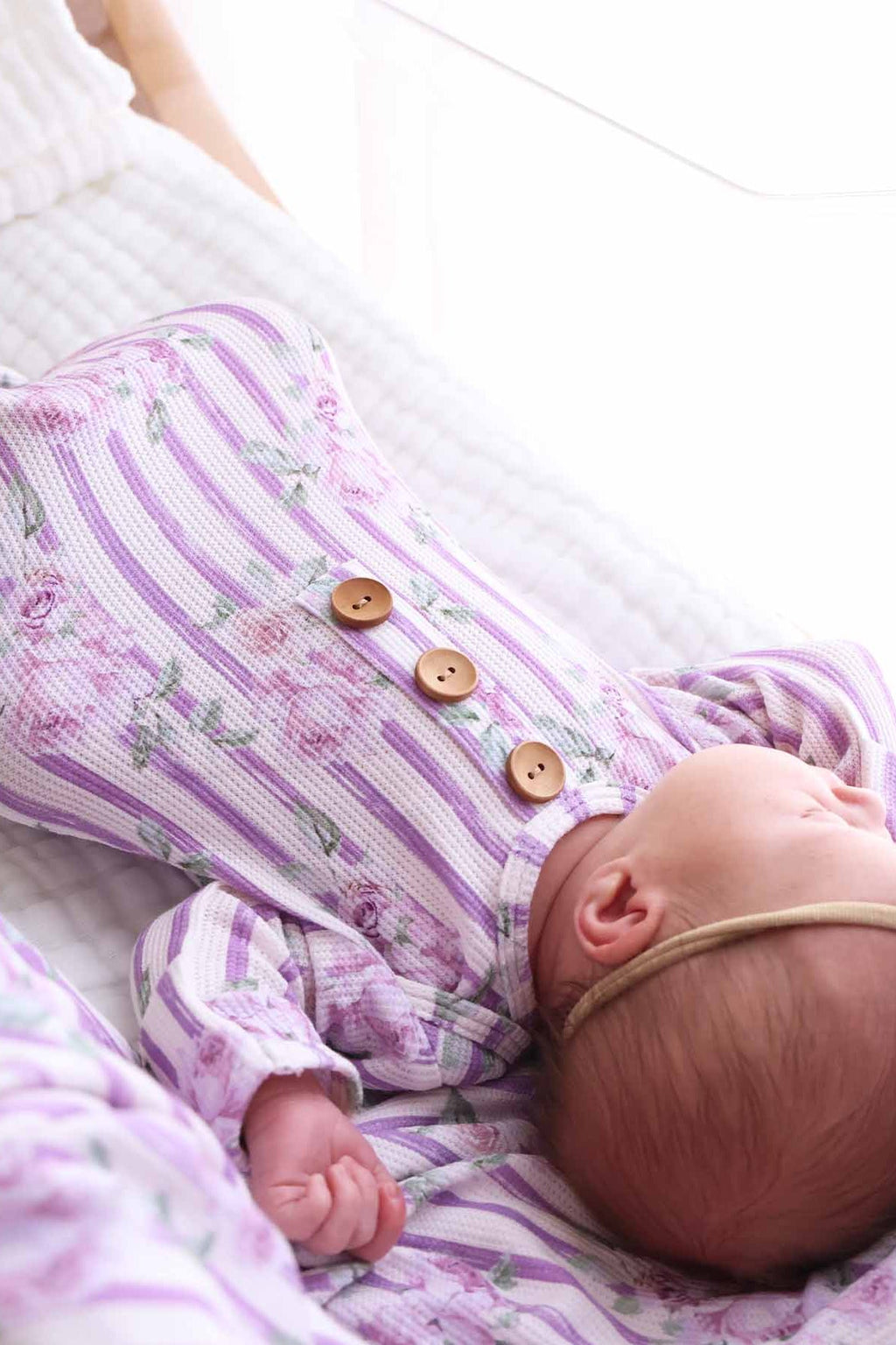Lila's Lilacs Bamboo Waffle Newborn Baby Knot Gown & Hat Set