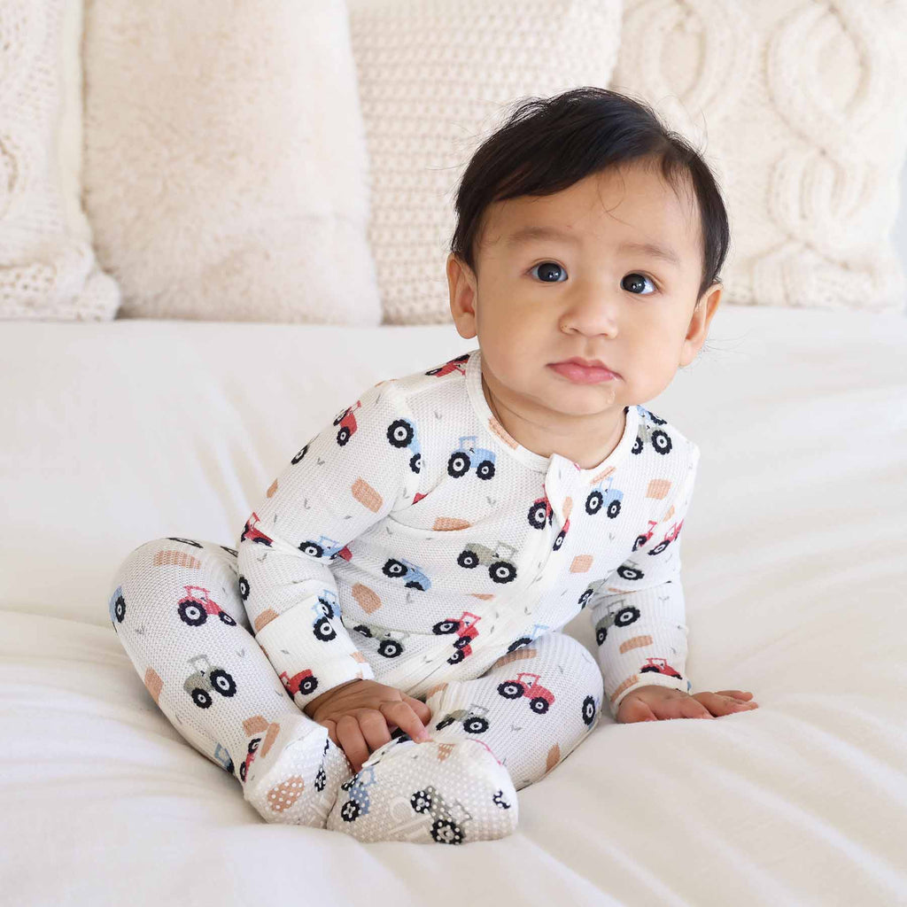 Little Farmer Bamboo Waffle Zipper Footie