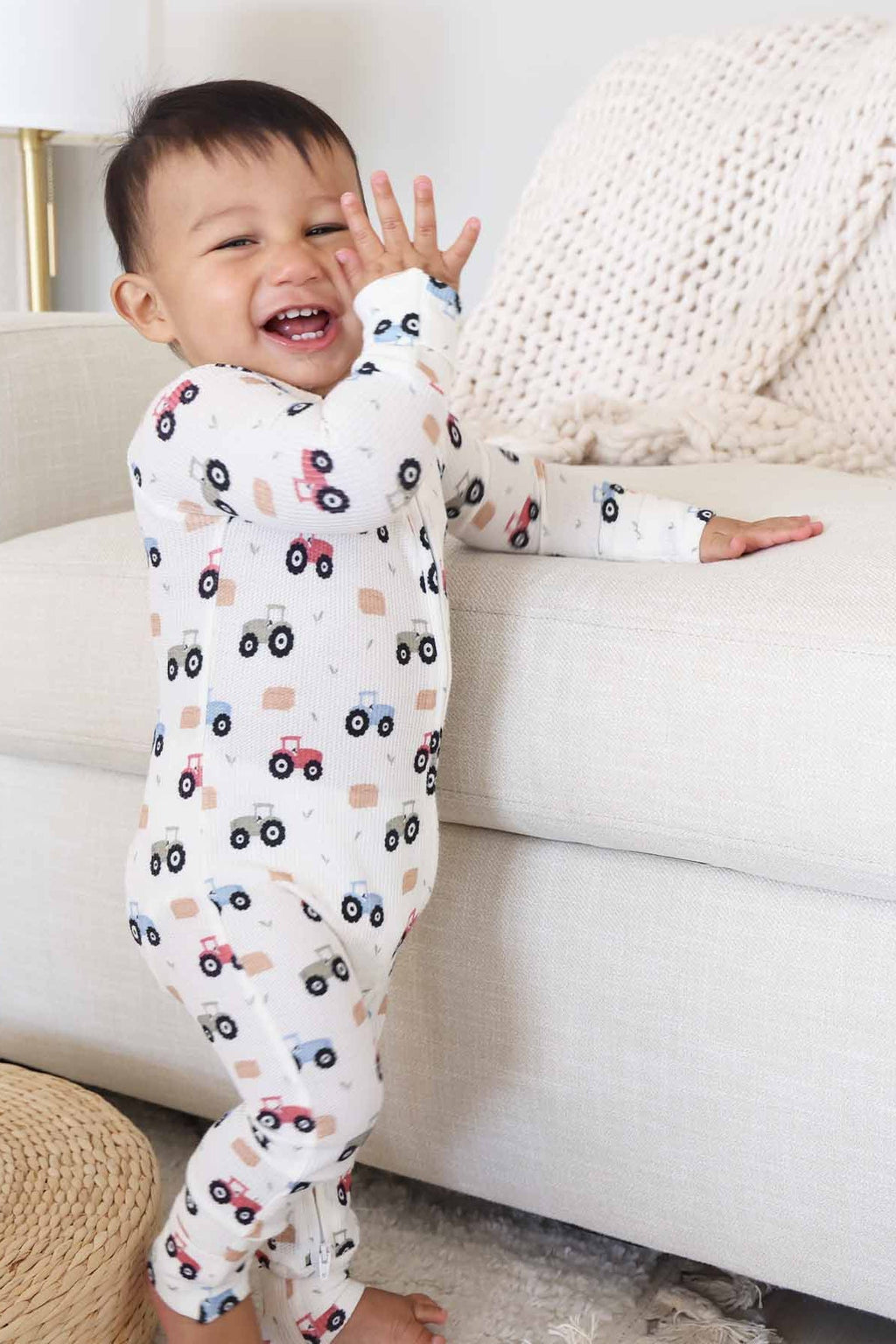 Little Farmer Bamboo Waffle Convertible Zip Romper