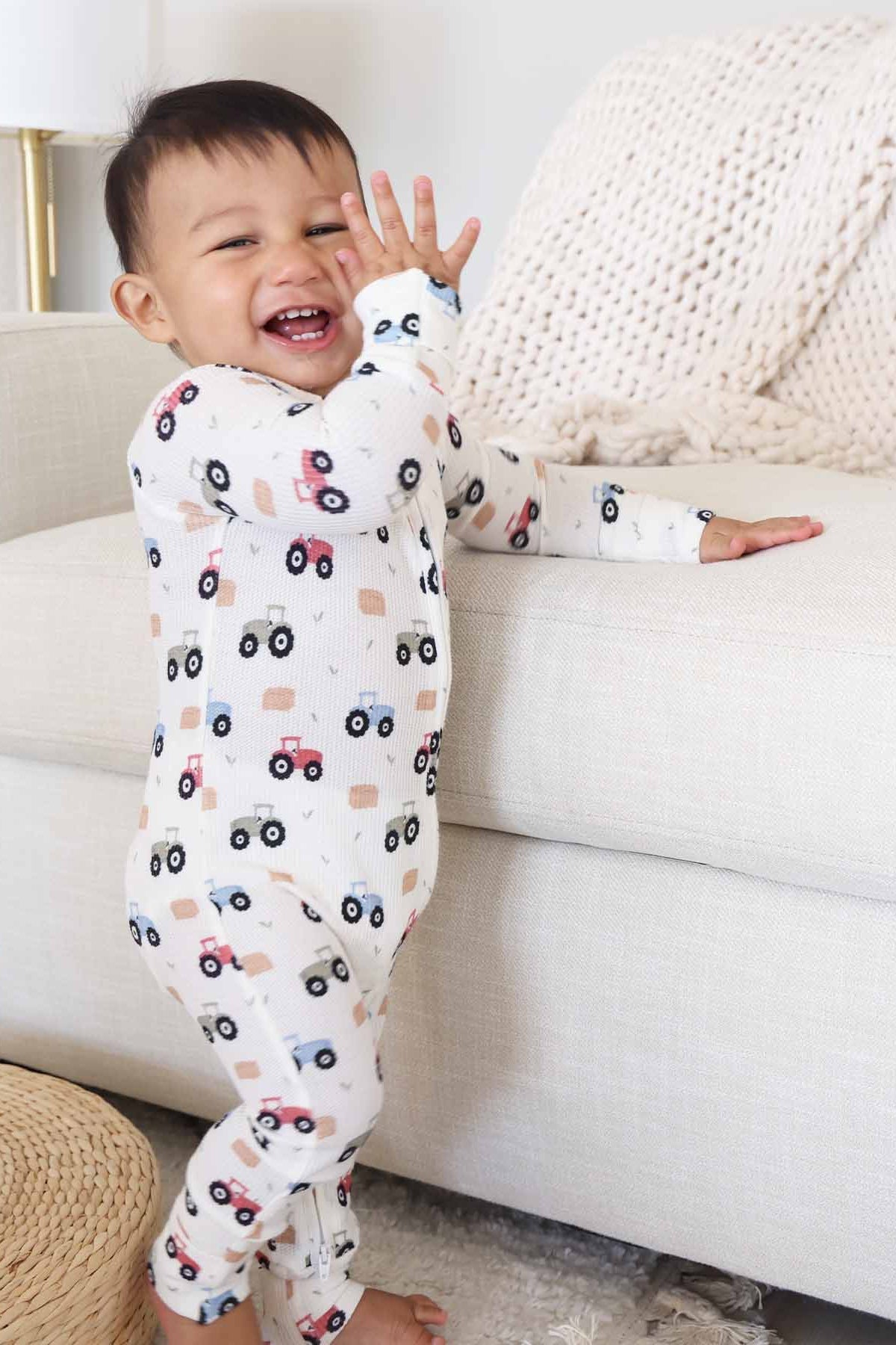 Little Farmer Bamboo Waffle Convertible Zip Romper