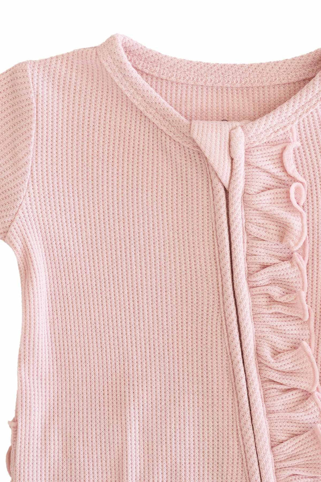 Embroidered Bamboo Waffle Zipper Ruffle Footies | In Bloom