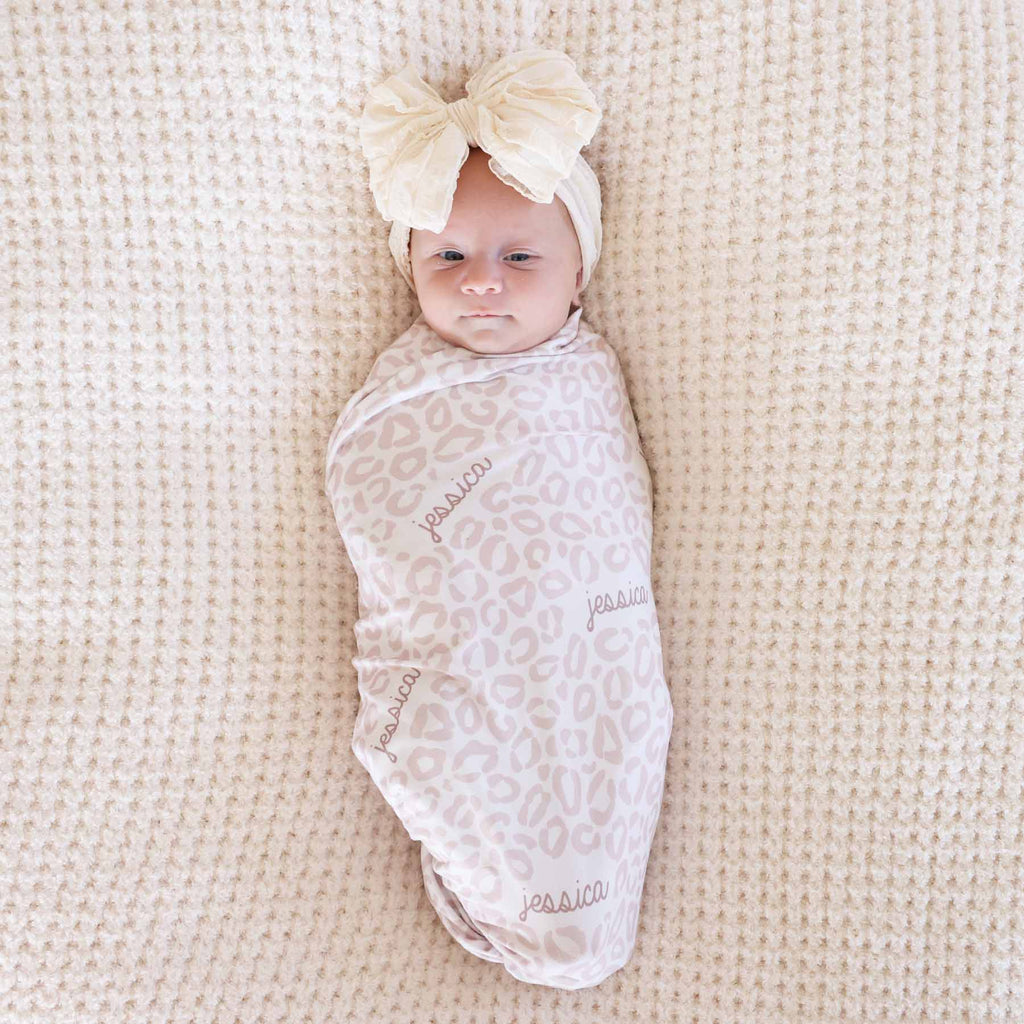 Lovely Leopard Personalized Swaddle Blanket