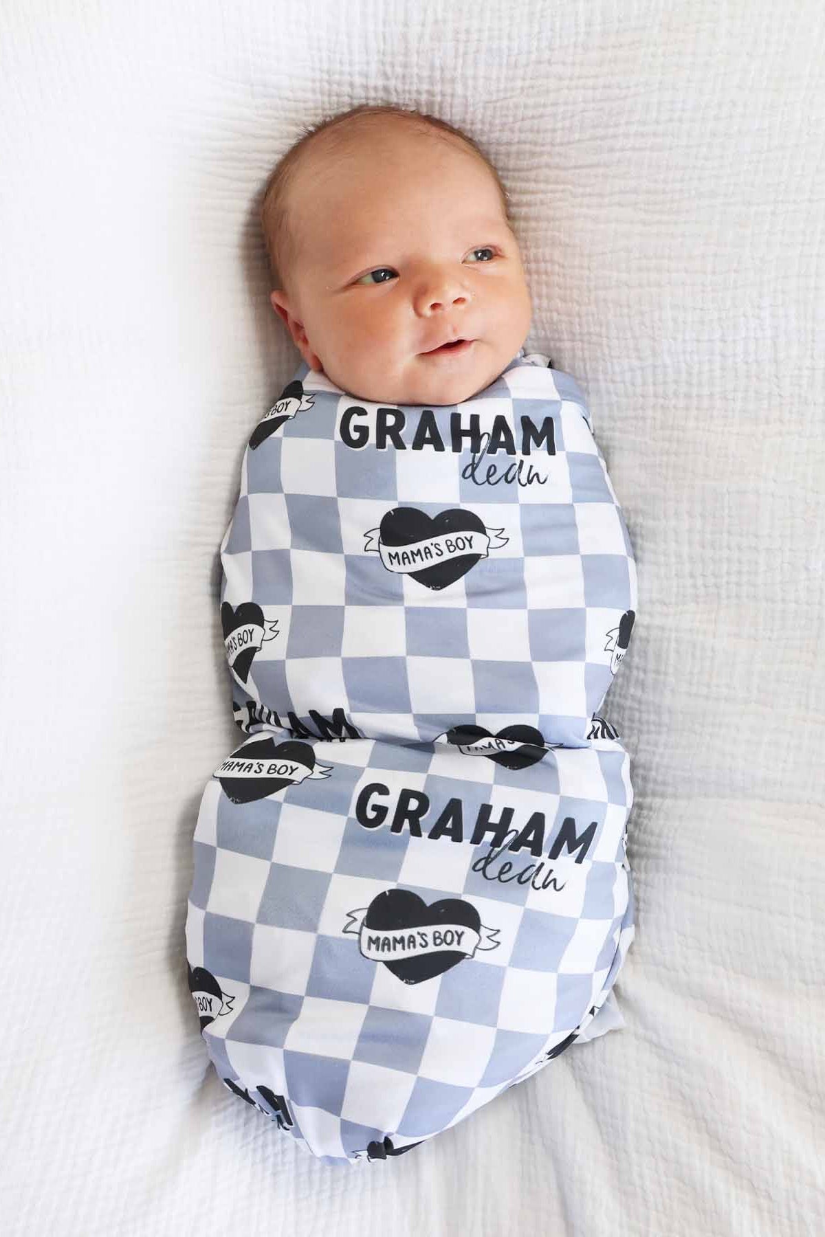 Mama's Boy Personalized Swaddle Blanket