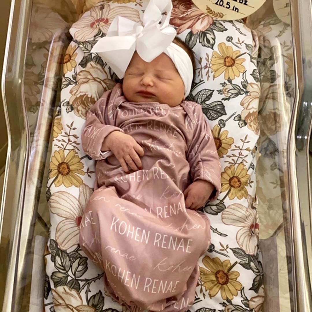 Solid Mauve Personalized Newborn Baby Knot Gown