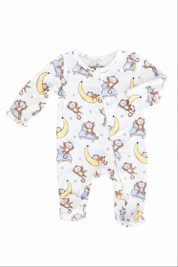 Monkey See, Monkey Snooze Zipper Footie