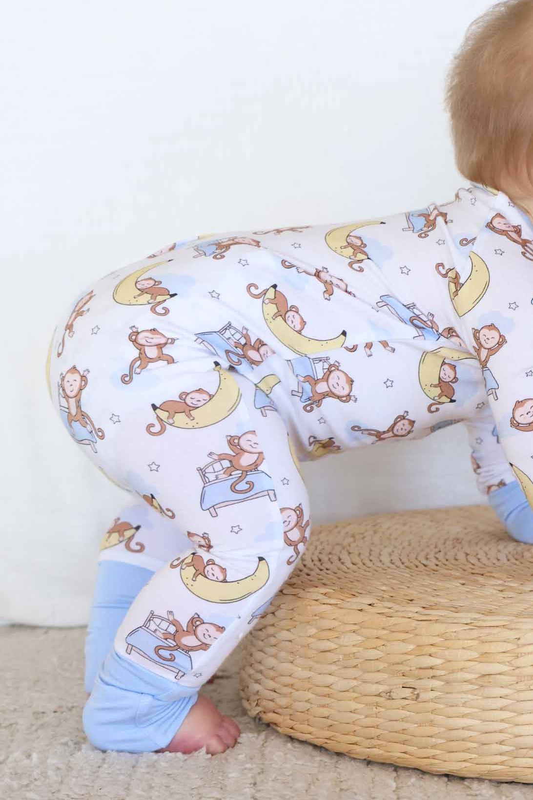 Monkey See, Monkey Snooze Convertible Zip Romper