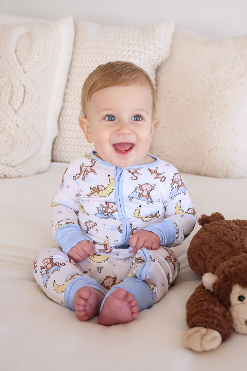 Monkey See, Monkey Snooze Convertible Zip Romper