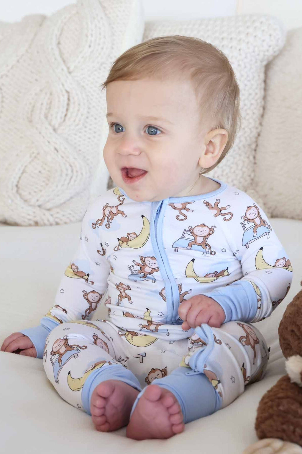 Monkey See, Monkey Snooze Convertible Zip Romper