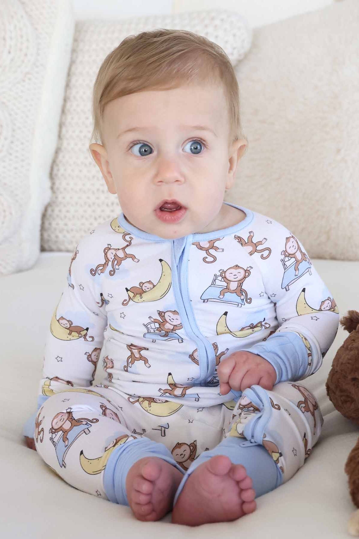 Monkey See, Monkey Snooze Convertible Zip Romper