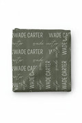Personalized Olive Baby Name Swaddle Blanket - Block & Script