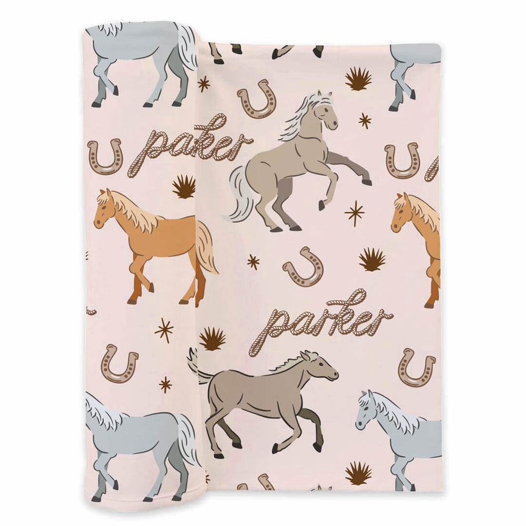 P's Ponies Personalized Swaddle Blanket