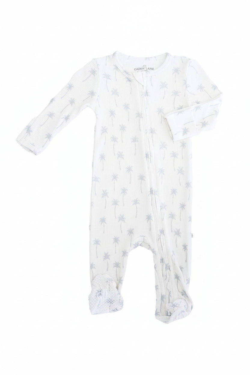 Beachy Bamboo Waffle Zipper Footies
