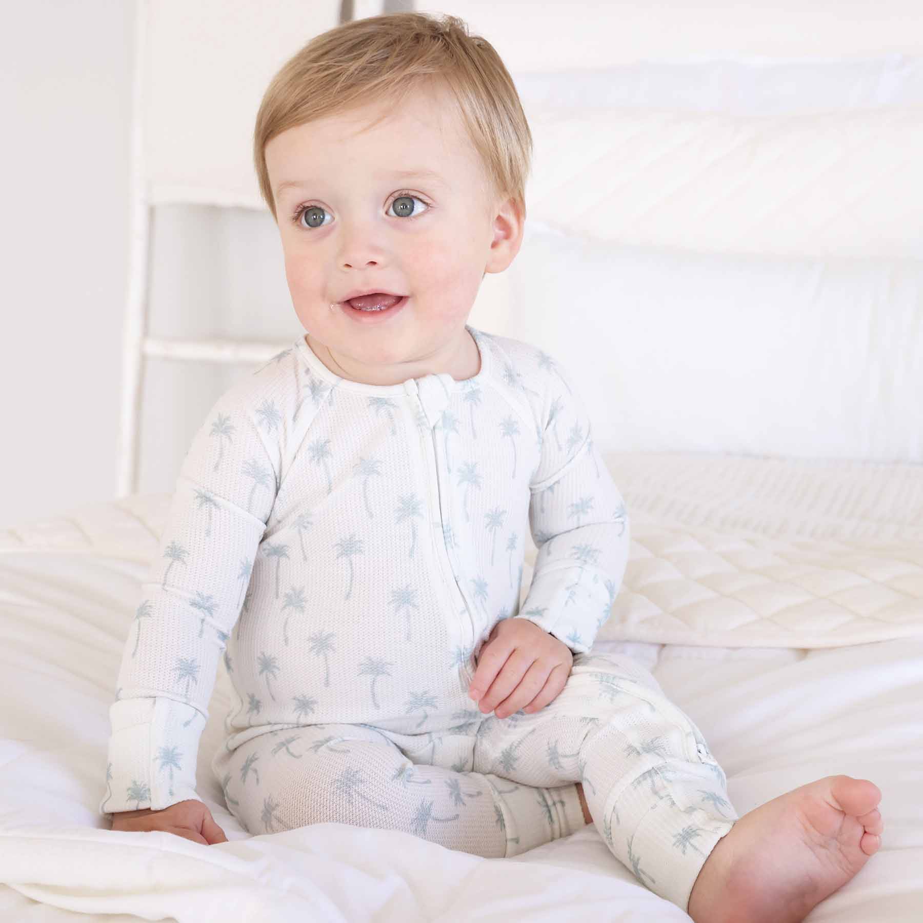 Preppy Palms Bamboo Waffle Convertible Zip Romper