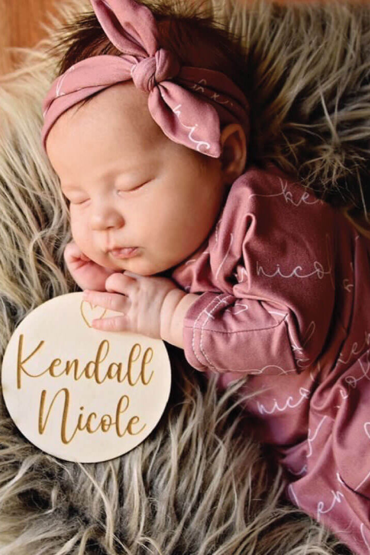 Solid Light Dusty Rose Personalized Newborn Baby Knot Gown
