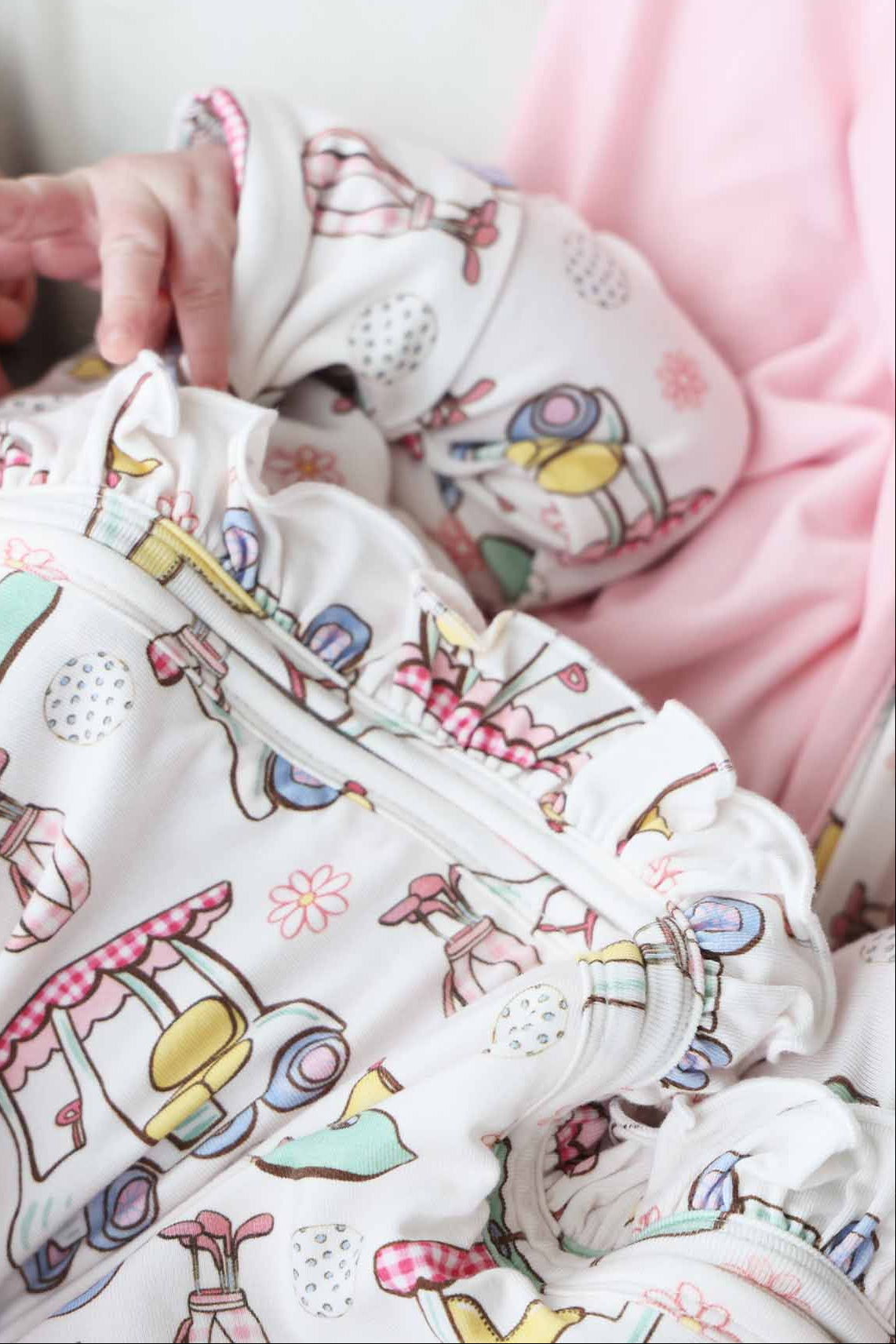 Country Club Cuties Ruffle Zipper Footie | Pink