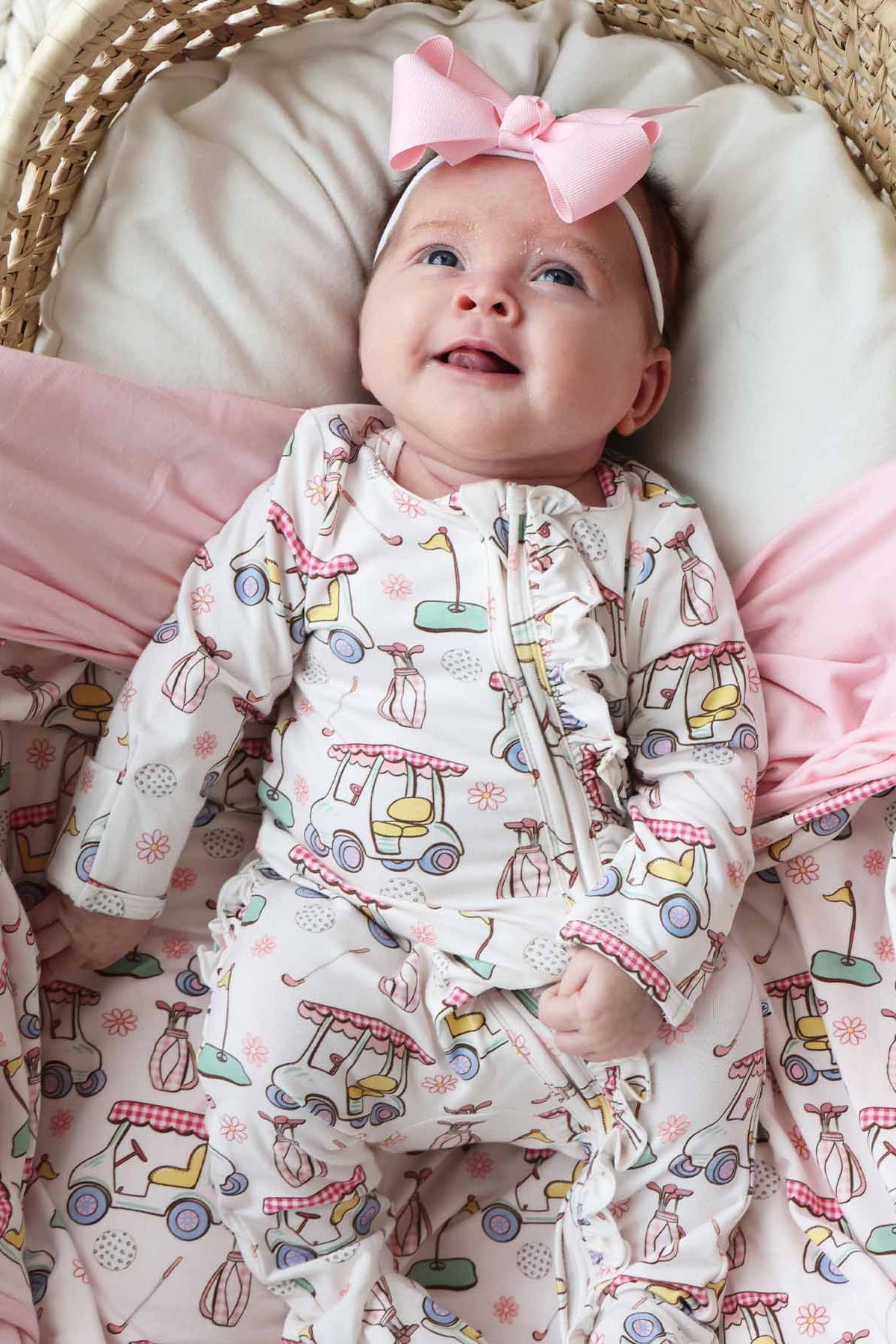 Country Club Cuties Ruffle Zipper Footie | Pink