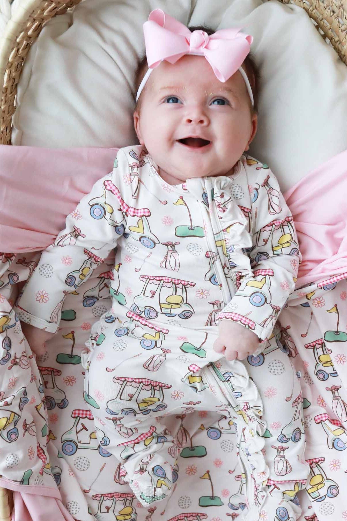 Country Club Cuties Ruffle Zipper Footie | Pink