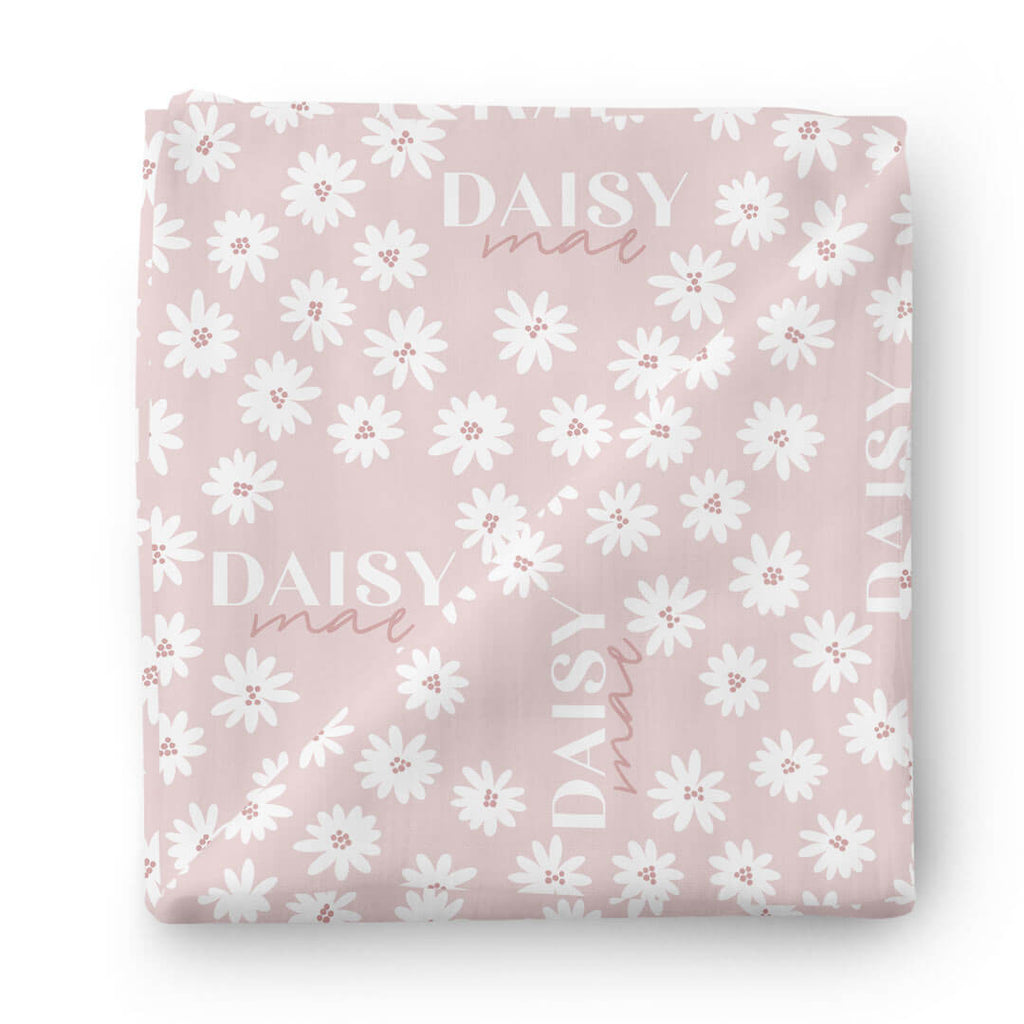 Pink Daisy Personalized Swaddle Blanket
