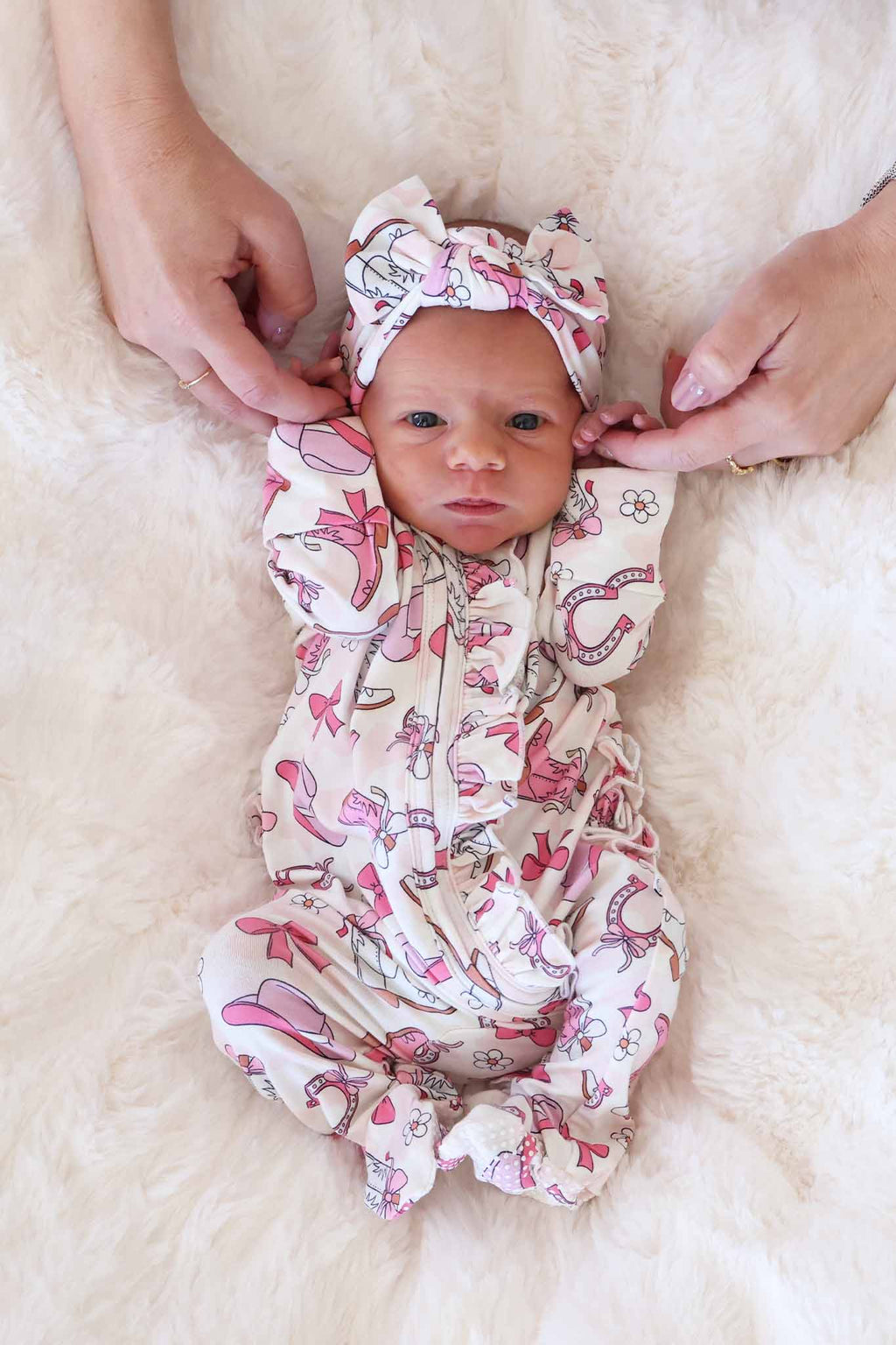 Rodeo Dreams Ruffle Zipper Footie | Pink