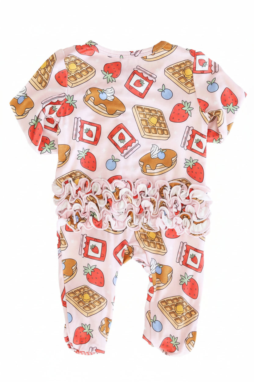 Sweet Stacks Ruffle Zipper Footie | Pink