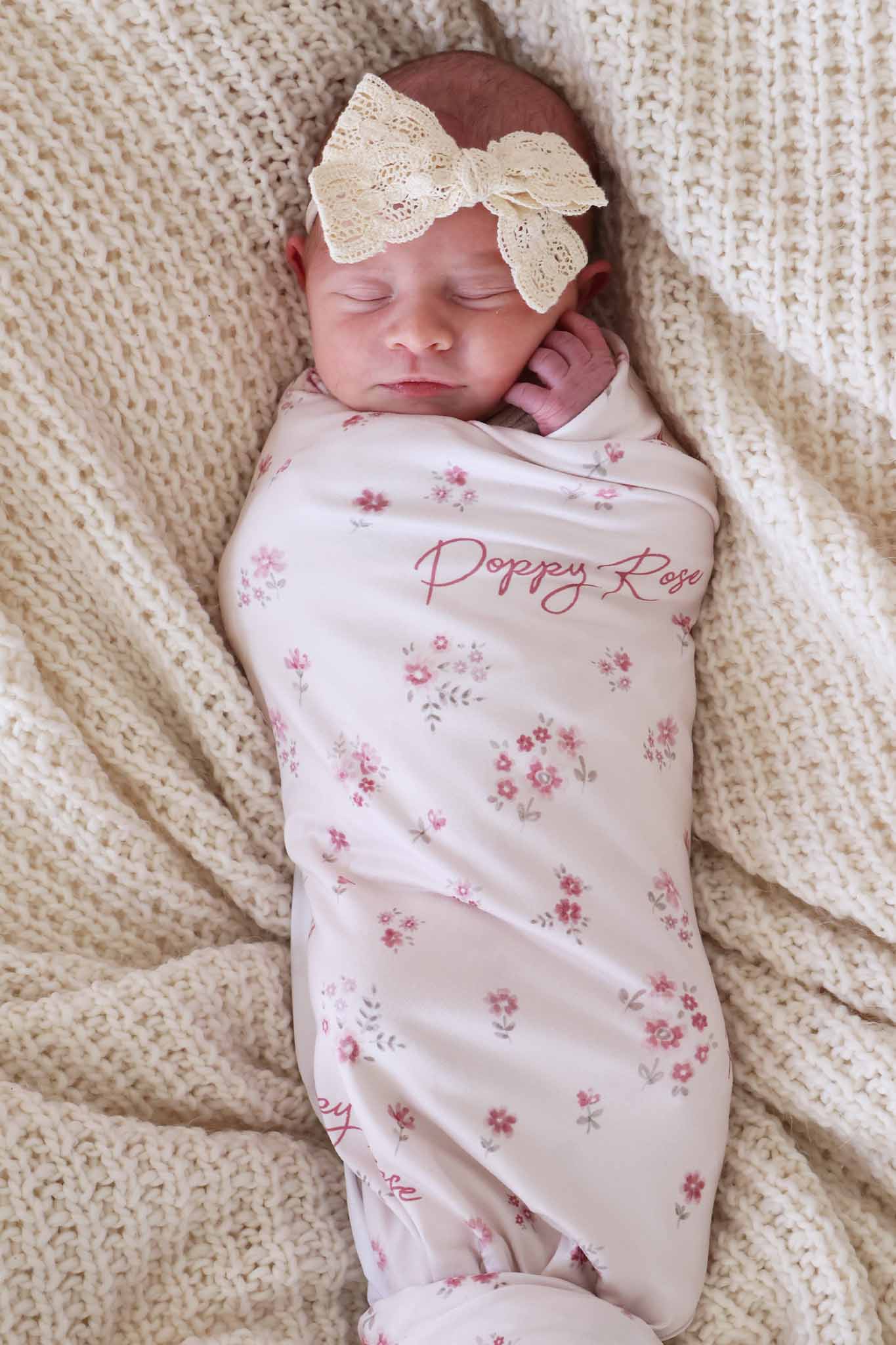 Precious Posies Personalized Swaddle Blanket