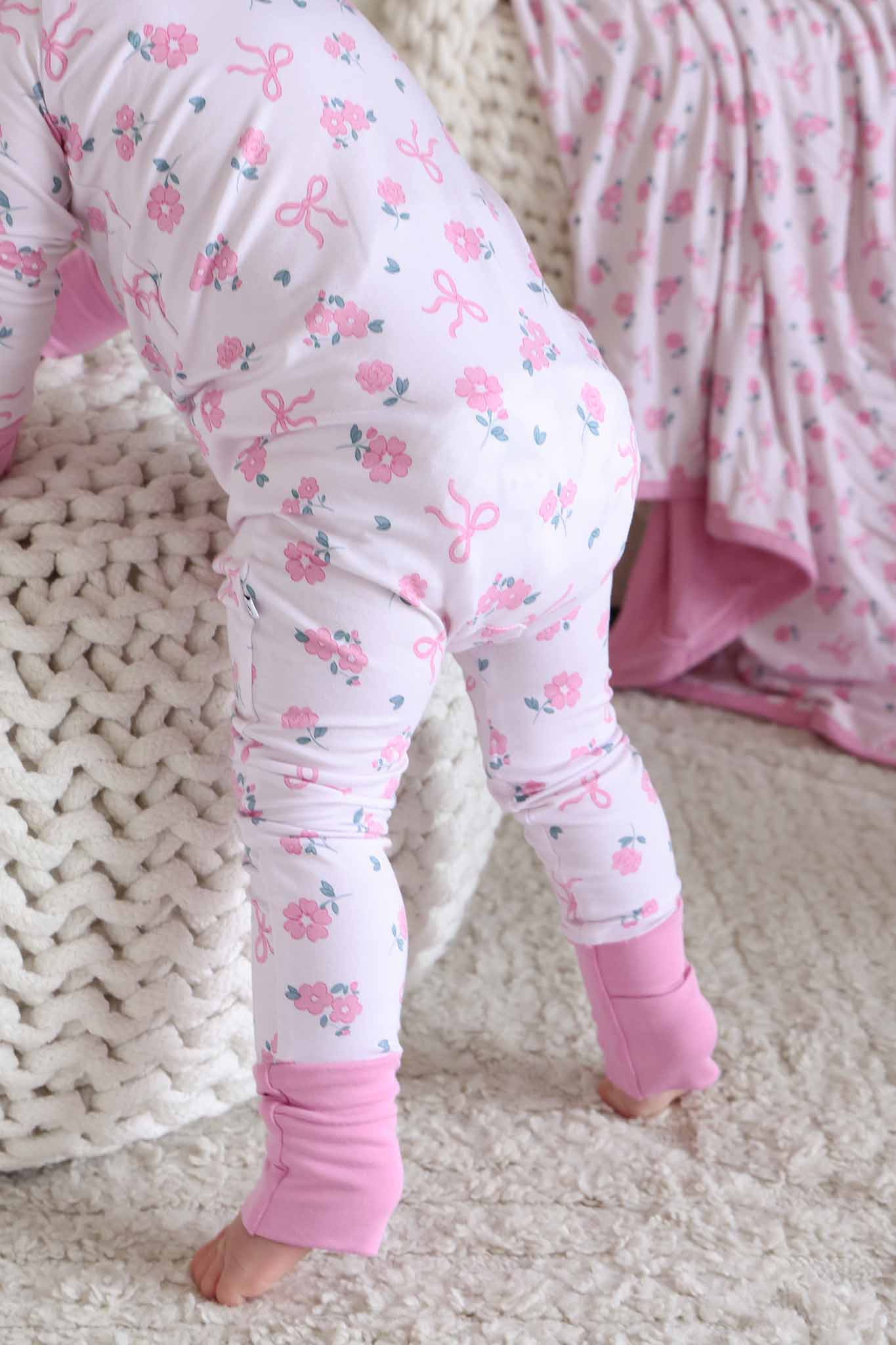 Ribbon & Roses Convertible Zip Romper | Pink