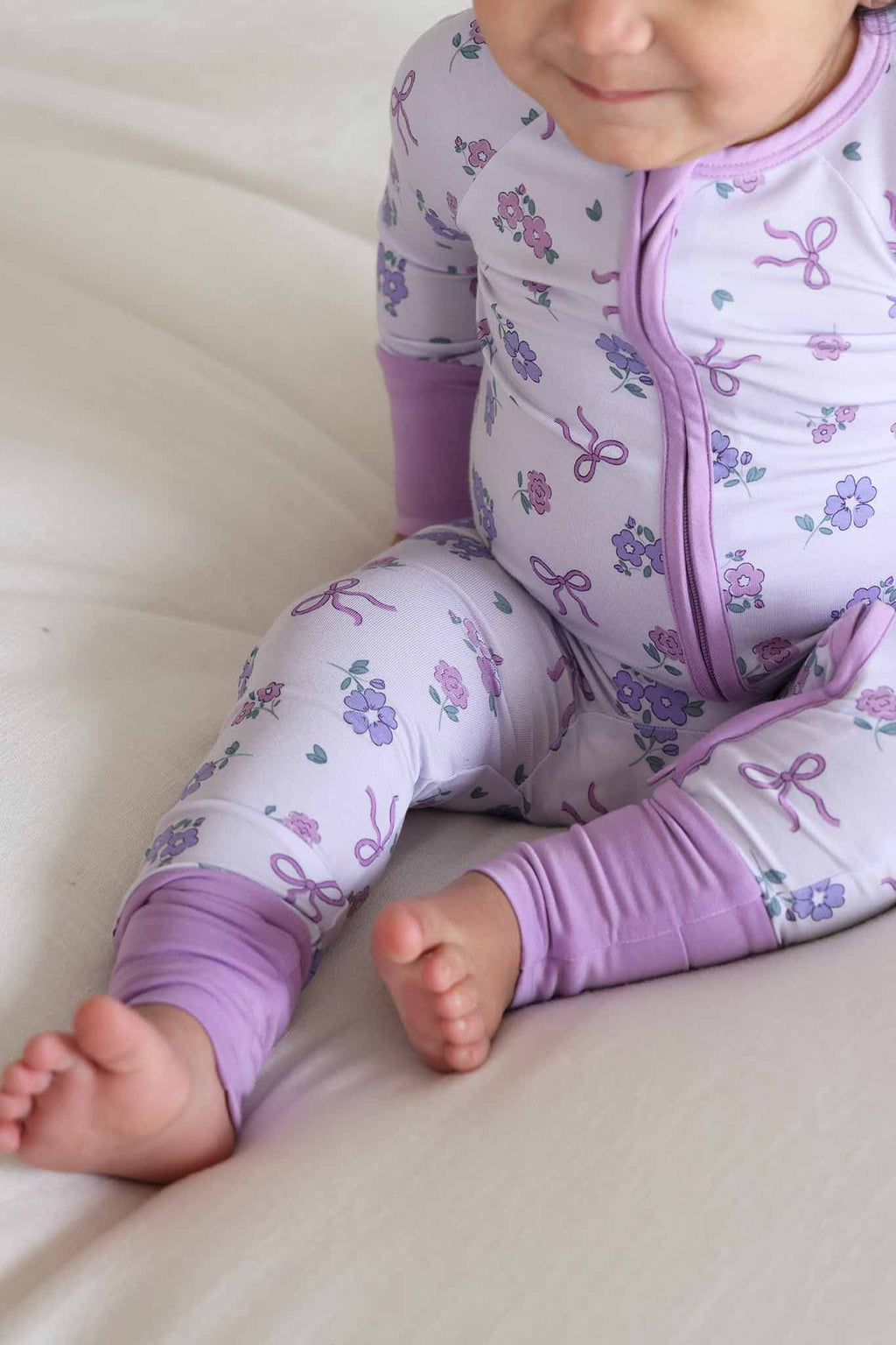 Ribbon & Roses Convertible Zip Romper | Purple
