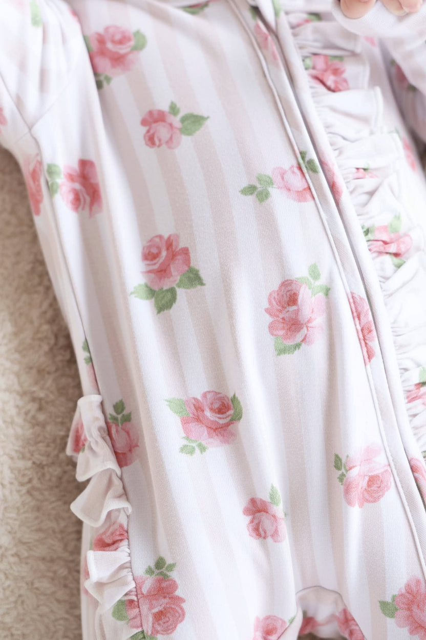 Rosy & Cozy Ruffle Zipper Footie