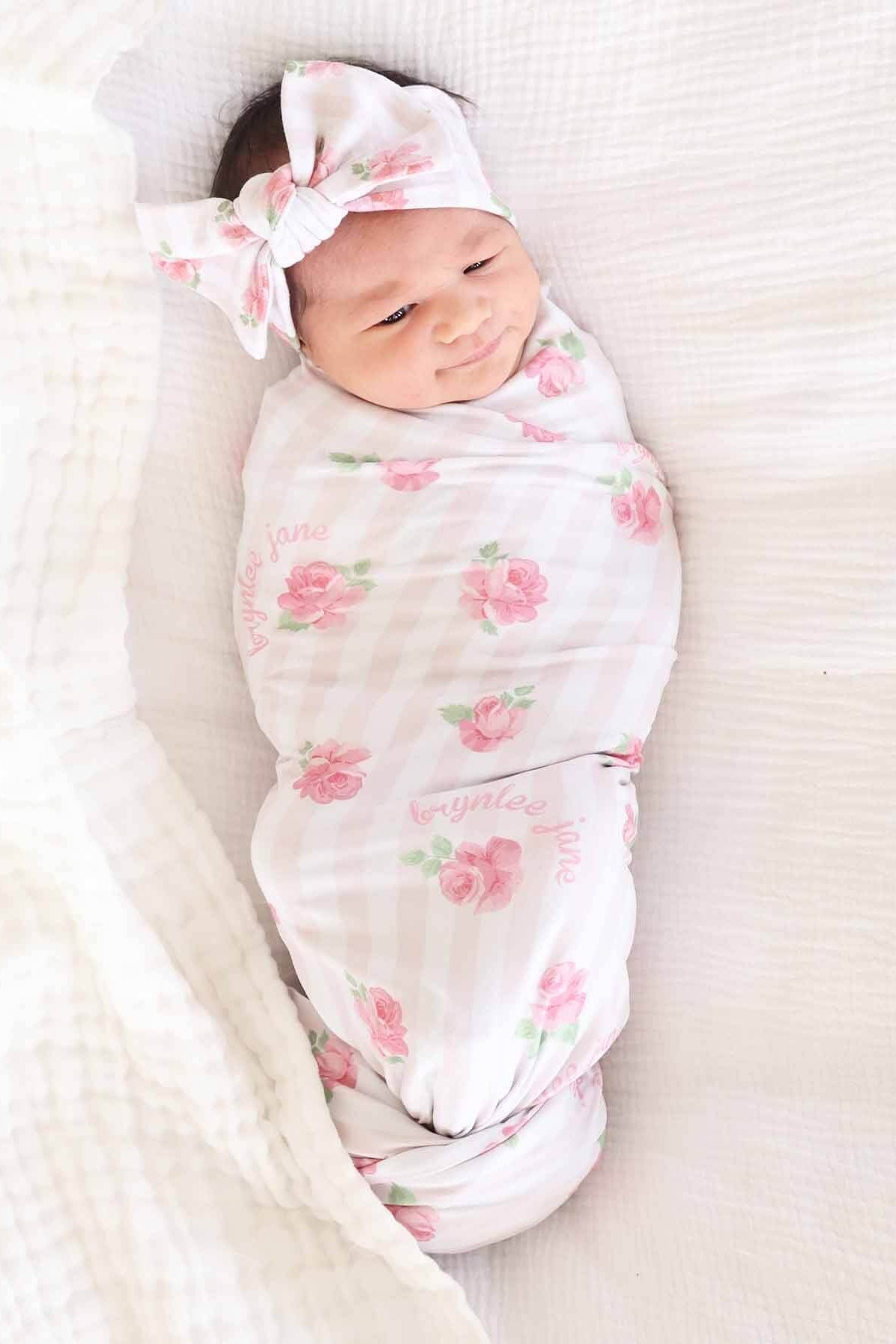Rosy & Cozy Personalized Swaddle Blanket