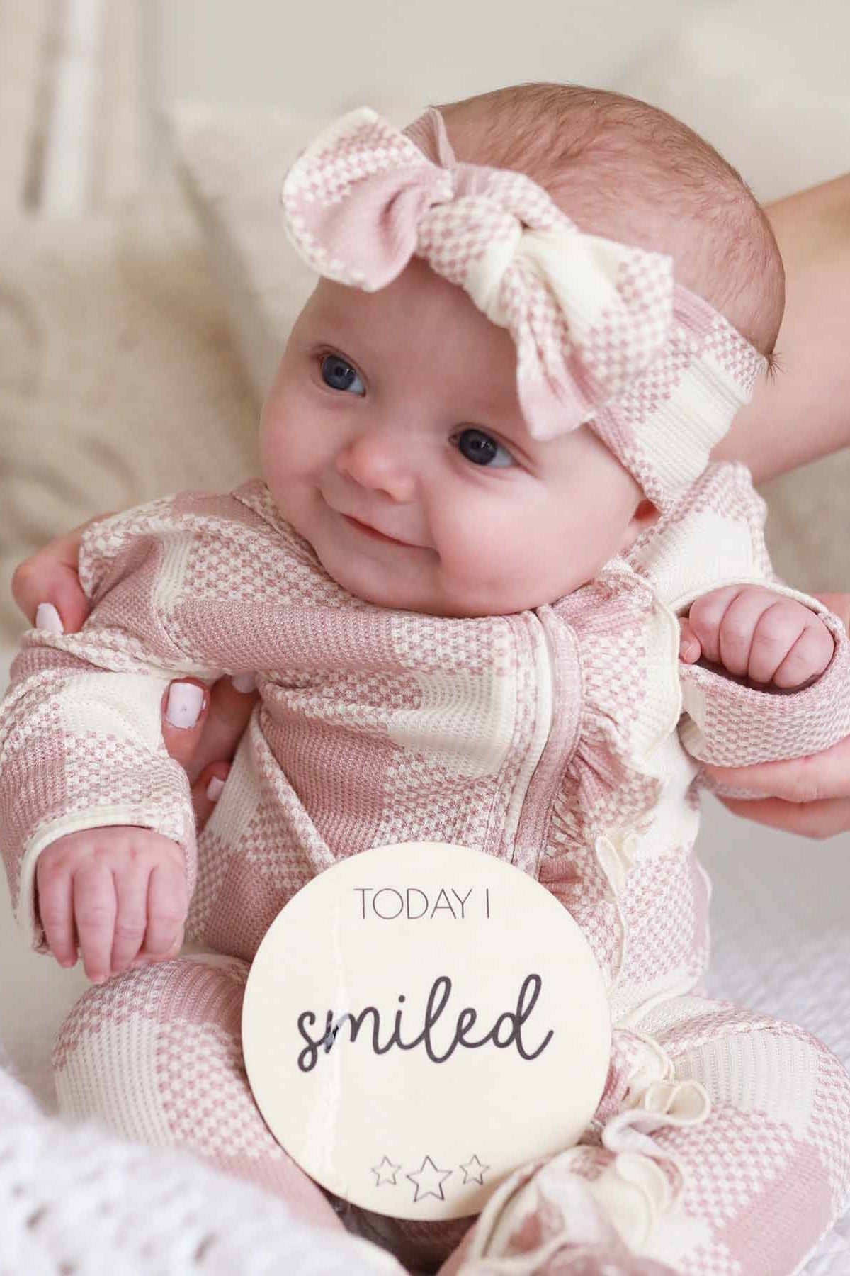 Big Check Bamboo Waffle Zipper Ruffle Footie | Rosy