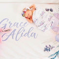 Rowan's Dusty Purple Personalized Baby Name Swaddle Blanket