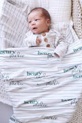 Sage's Stripes Personalized Swaddle Blanket