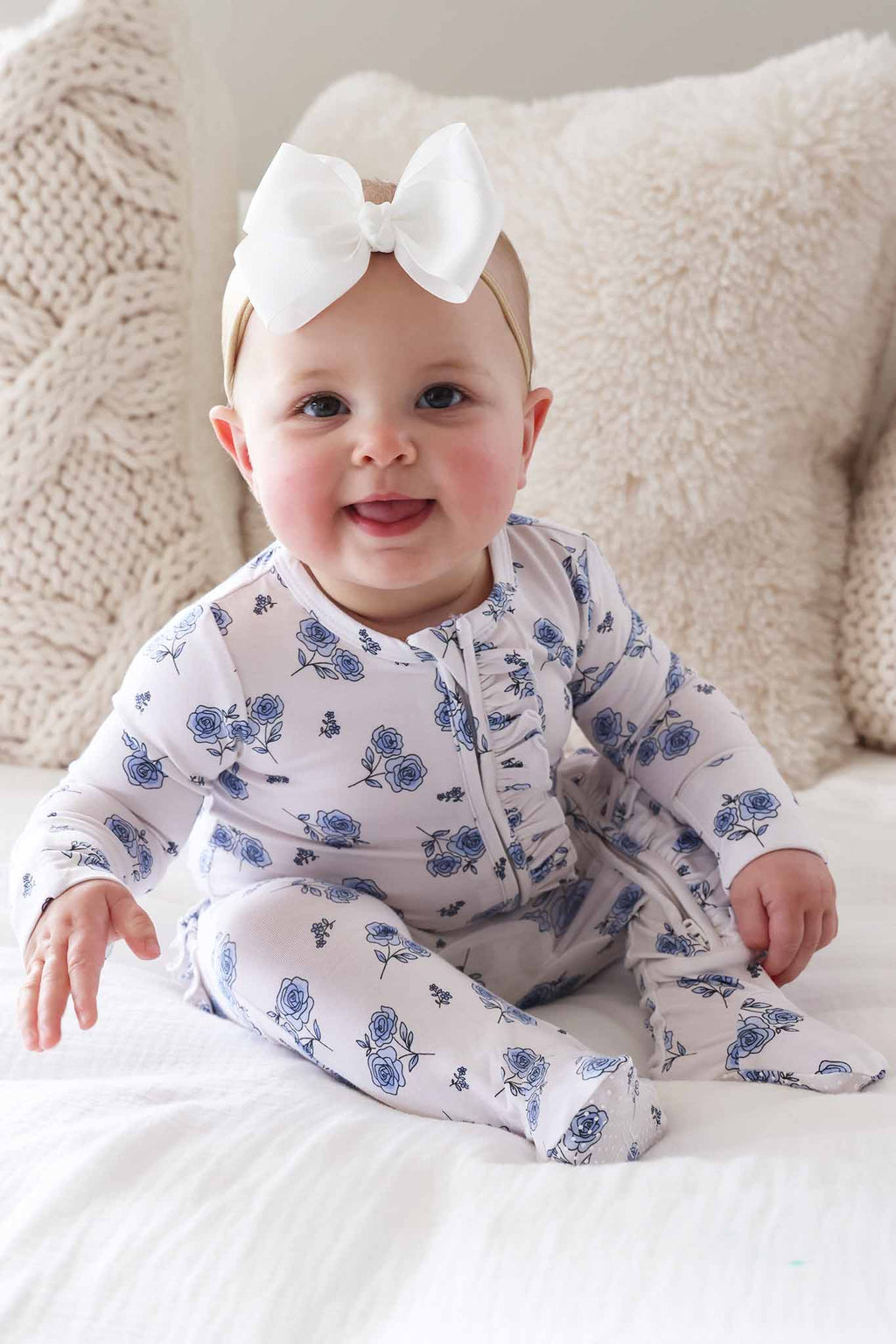 Sapphire Garden Ruffle Zipper Footie