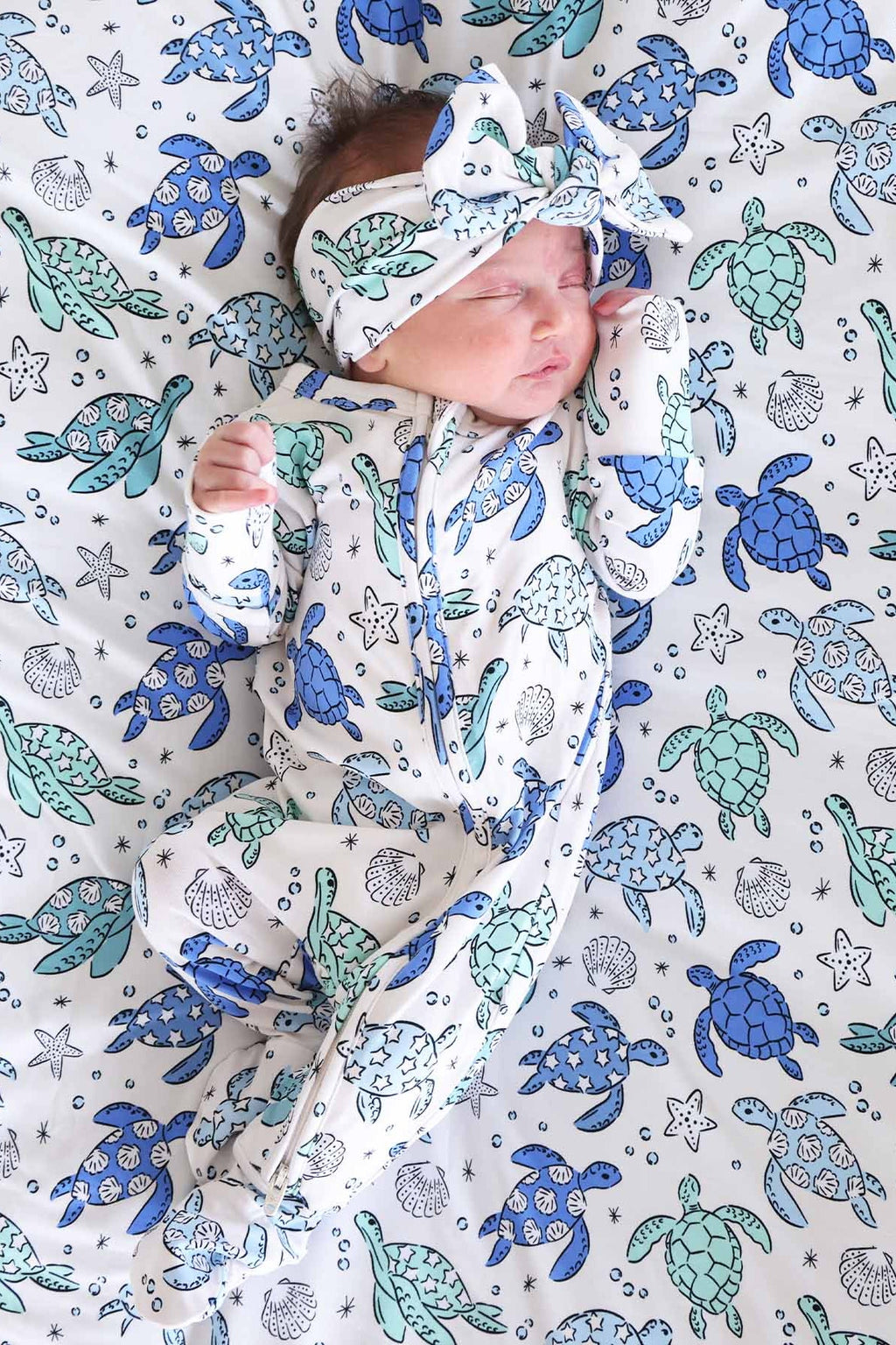 Sea Turtle Splash Zipper Footie
