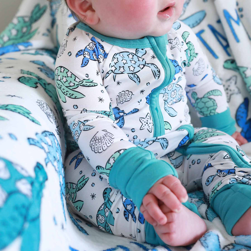 Sea Turtle Splash Convertible Zip Romper