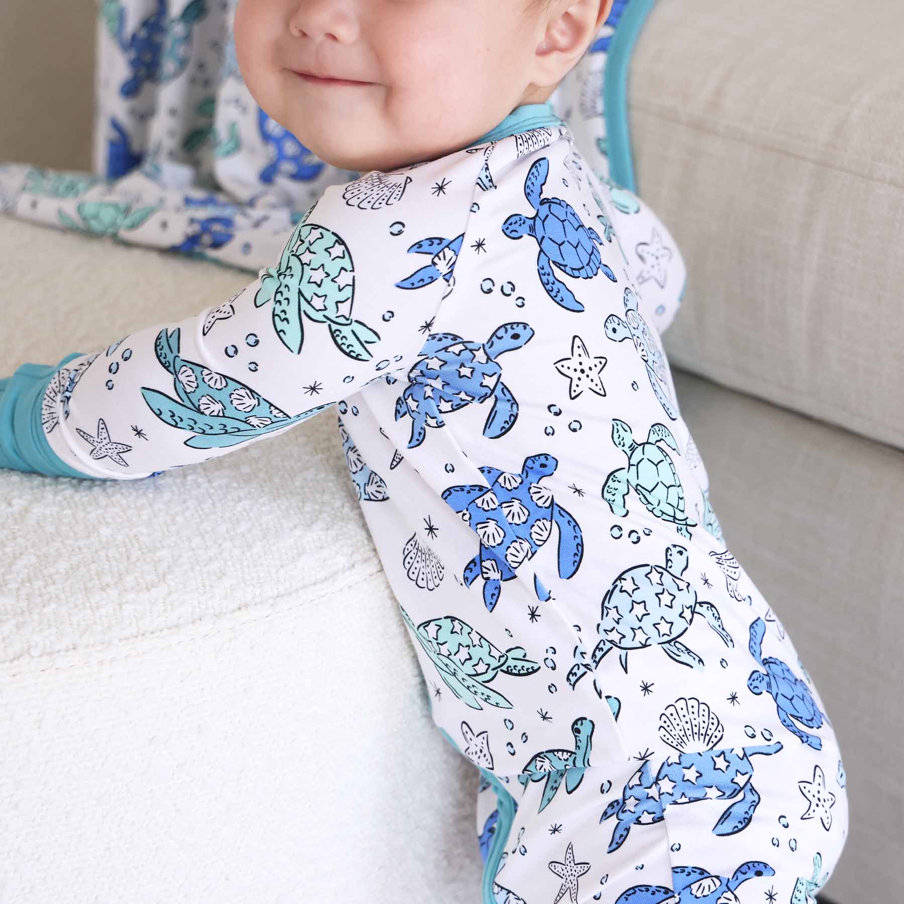 Sea Turtle Splash Convertible Zip Romper