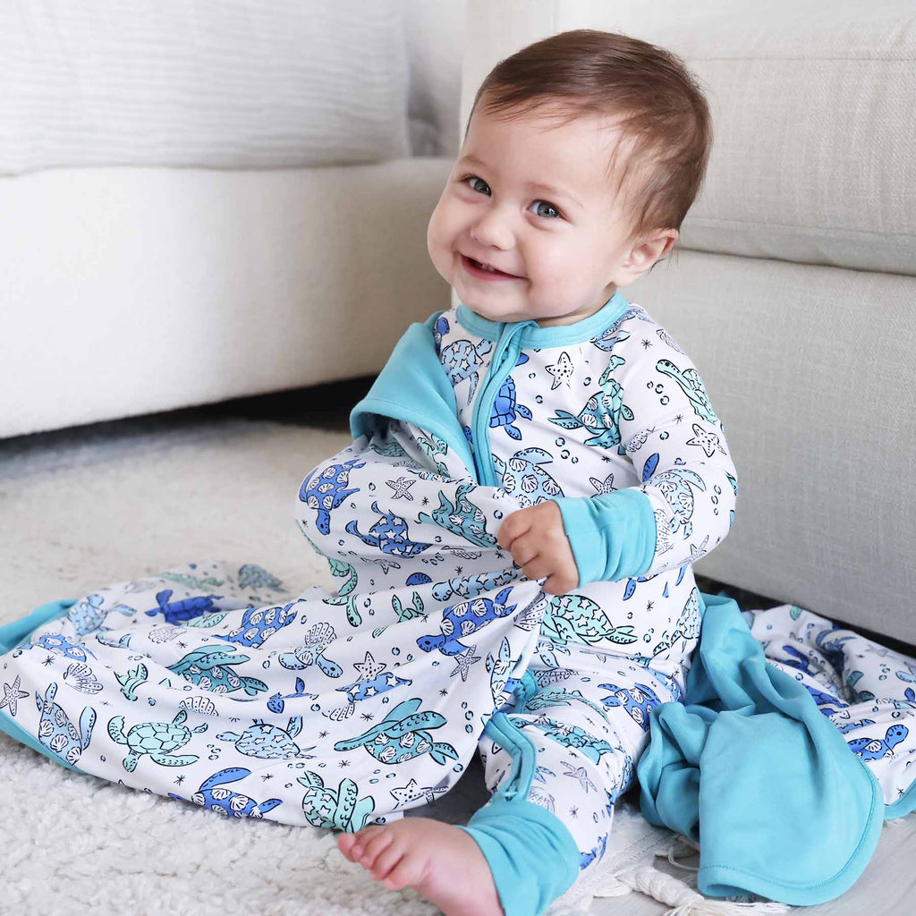 Sea Turtle Splash Convertible Zip Romper