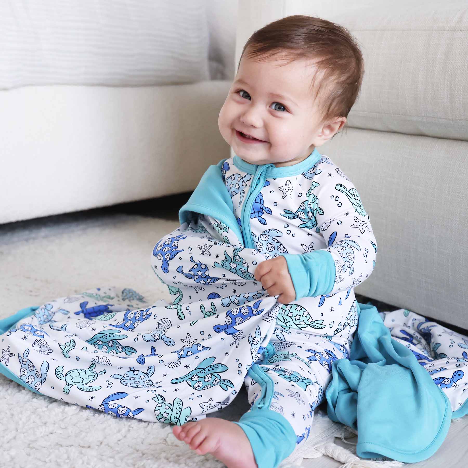 Sea Turtle Splash Convertible Zip Romper