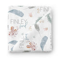 Sea Life Personalized Baby Name Swaddle Blanket