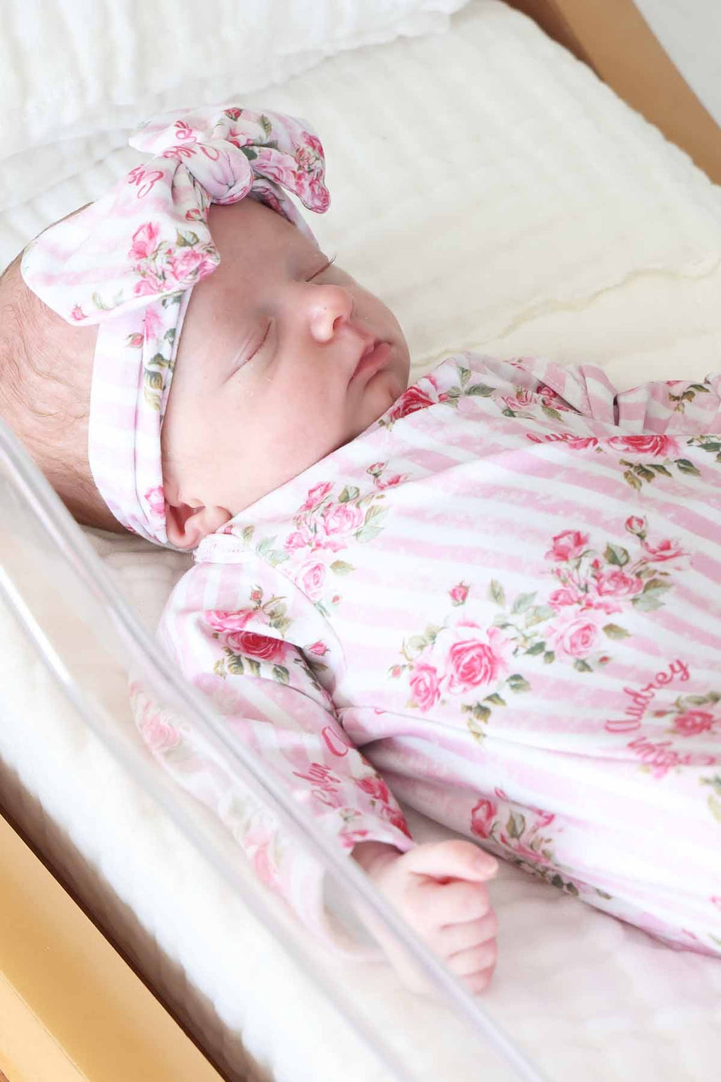 Shabby Chic Personalized Newborn Baby Knot Gown