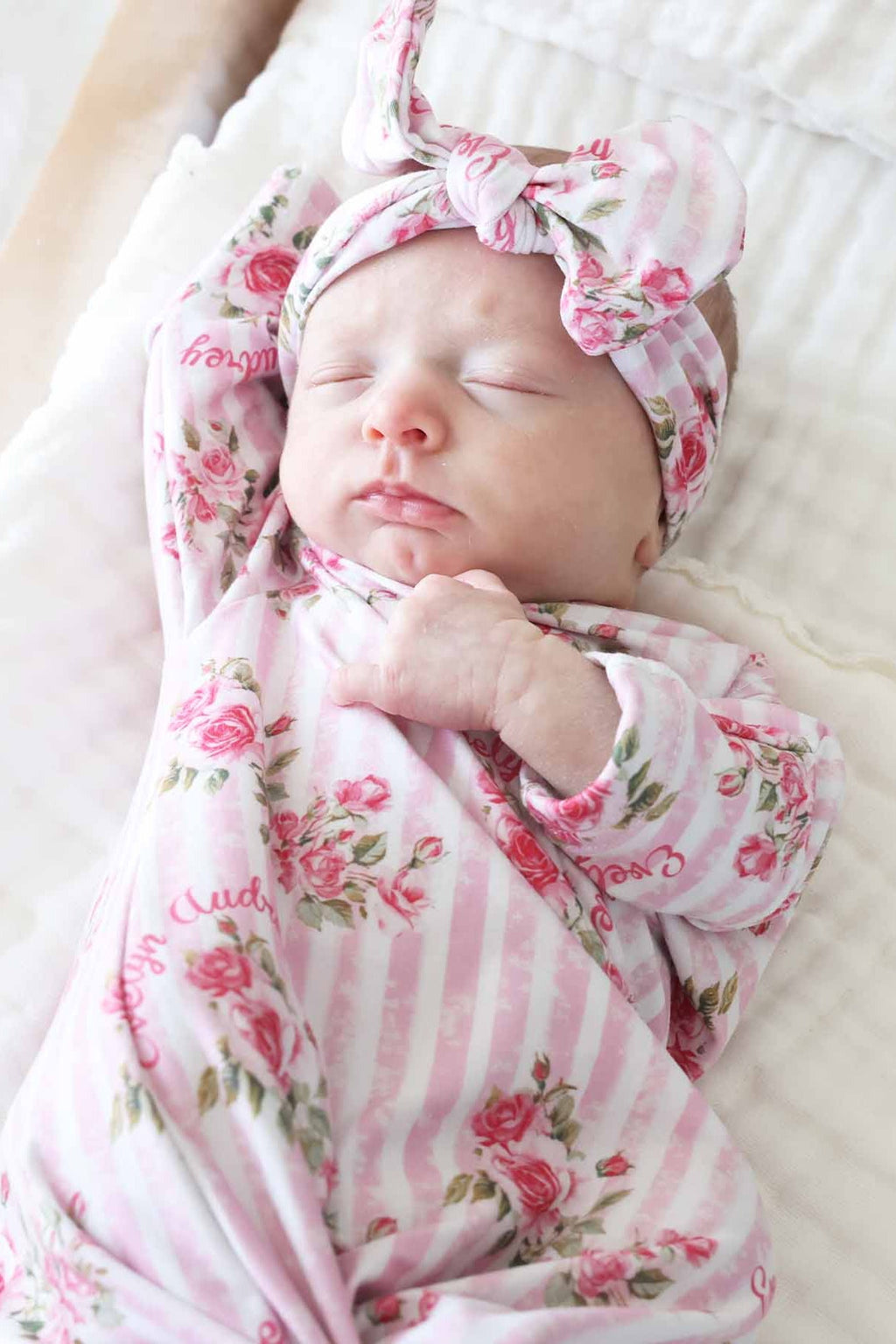 Shabby Chic Personalized Newborn Baby Knot Gown