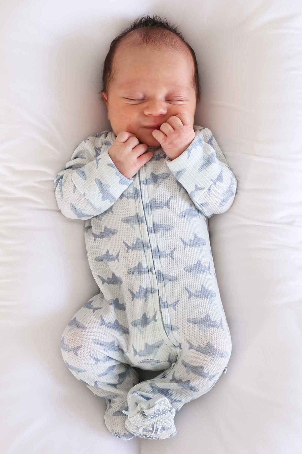 Beachy Bamboo Waffle Zipper Footies