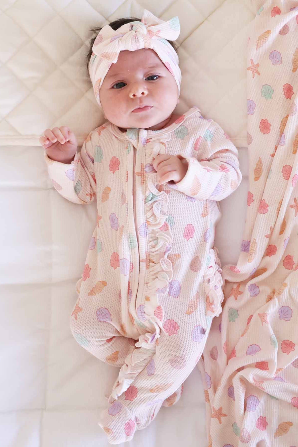 Beachy Bamboo Waffle Zipper Footies